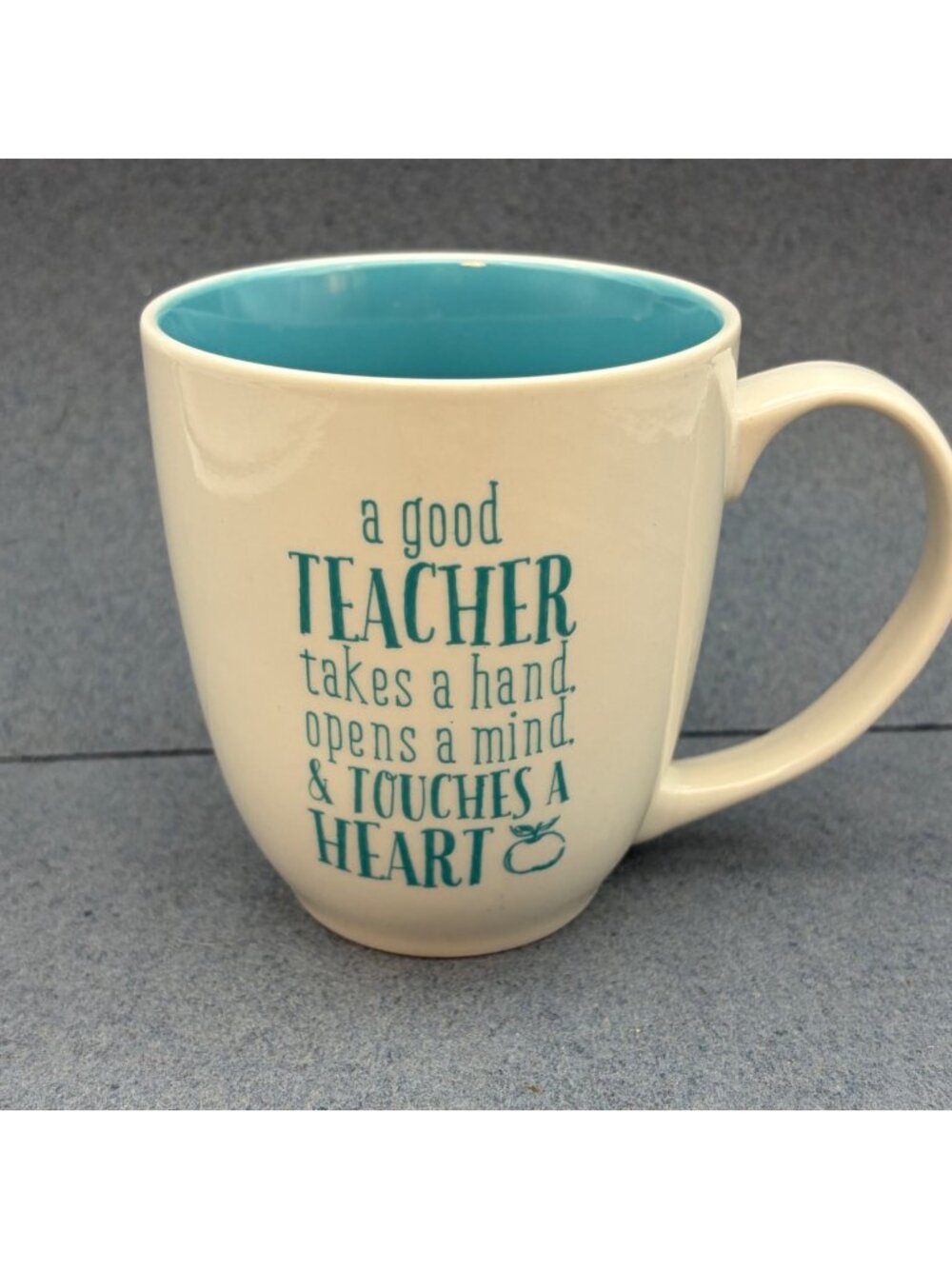 A Good Teacher Ceramic Mug White 14 Oz Inspirational Quotes Gift Blue Interior
